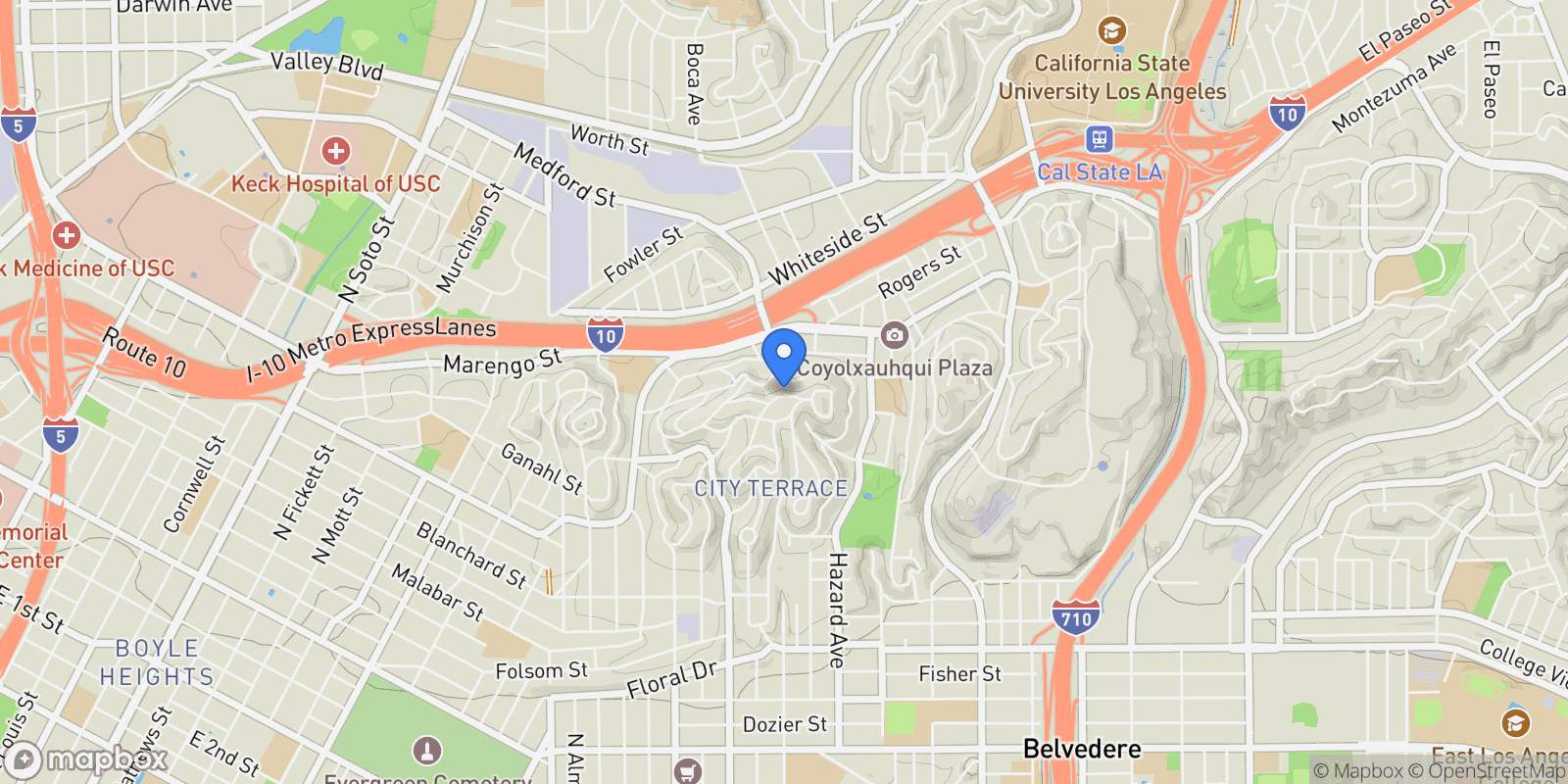 Map showing 3873 Dwiggins Street, Los Angeles, CA 90063, East Los Angeles, California, United States.