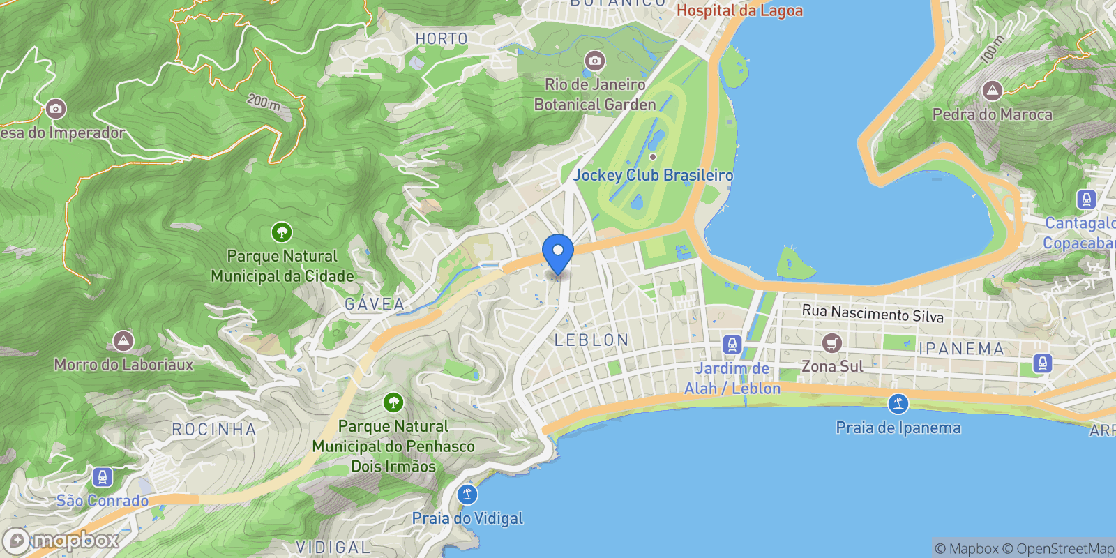 Map showing Avenida Visconde de Albuquerque Leblon, Rio de Janeiro, RJ 22450-002, Rio de Janeiro, State of Rio de Janeiro, Brazil.