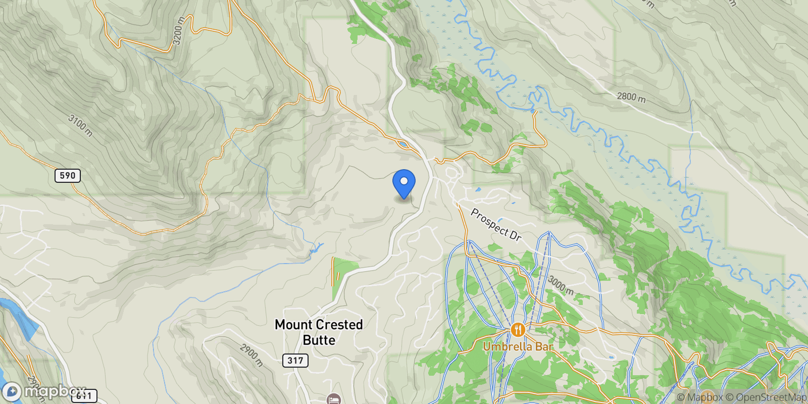 Map showing 12 Snowmass Road, Mt. Crested Butte, CO, 81225, USA, Crested Butte, Colorado, United States.