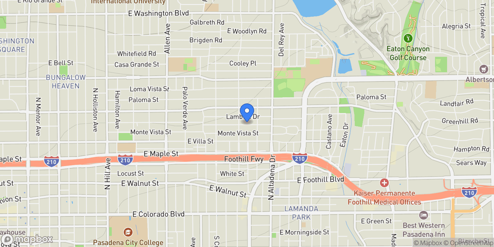 Map showing 2365 Las Lunas Street, Altadena, California, United States.
