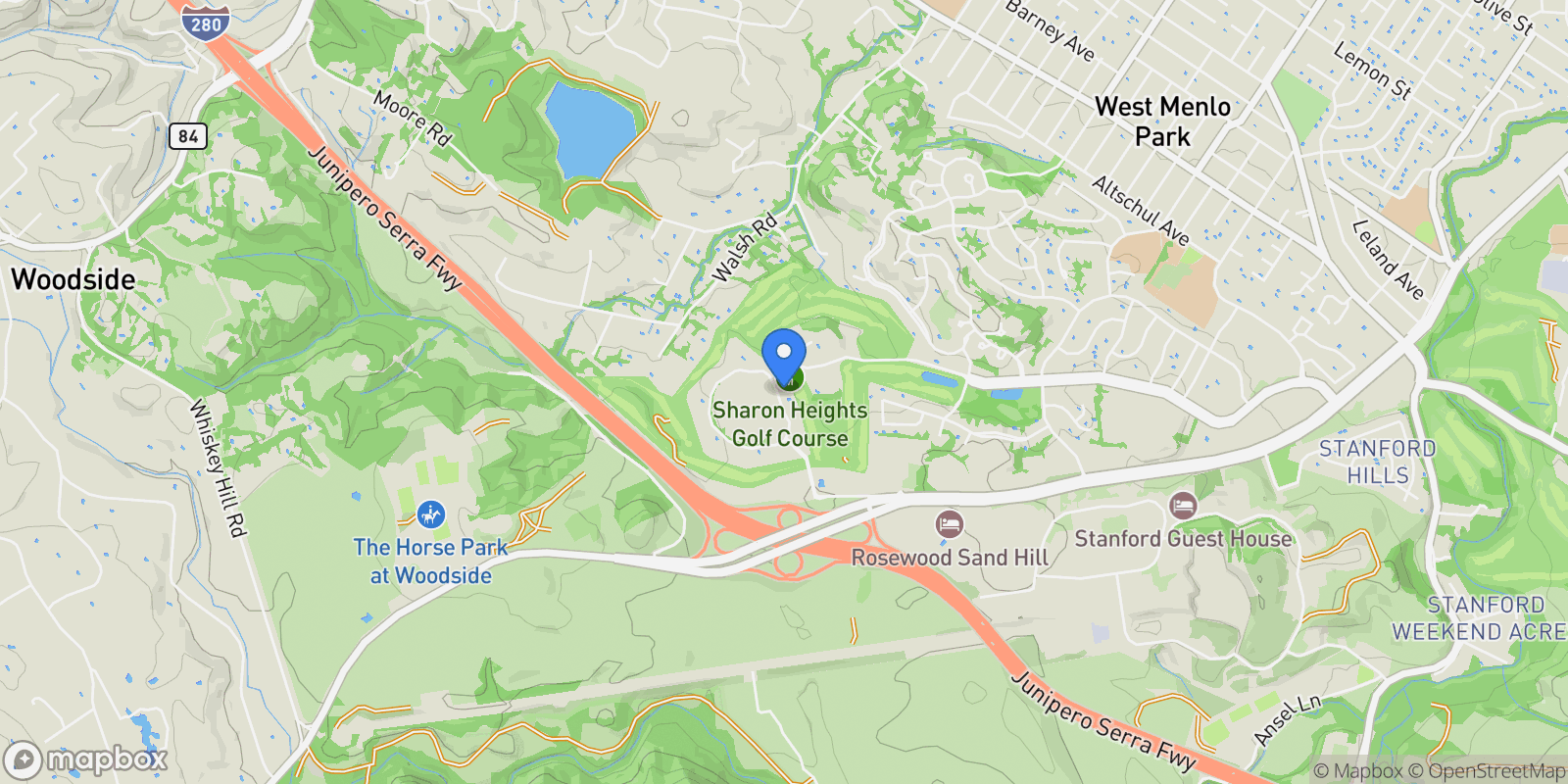 Map showing 166 Sand Hill Circle, Menlo Park, California, United States.