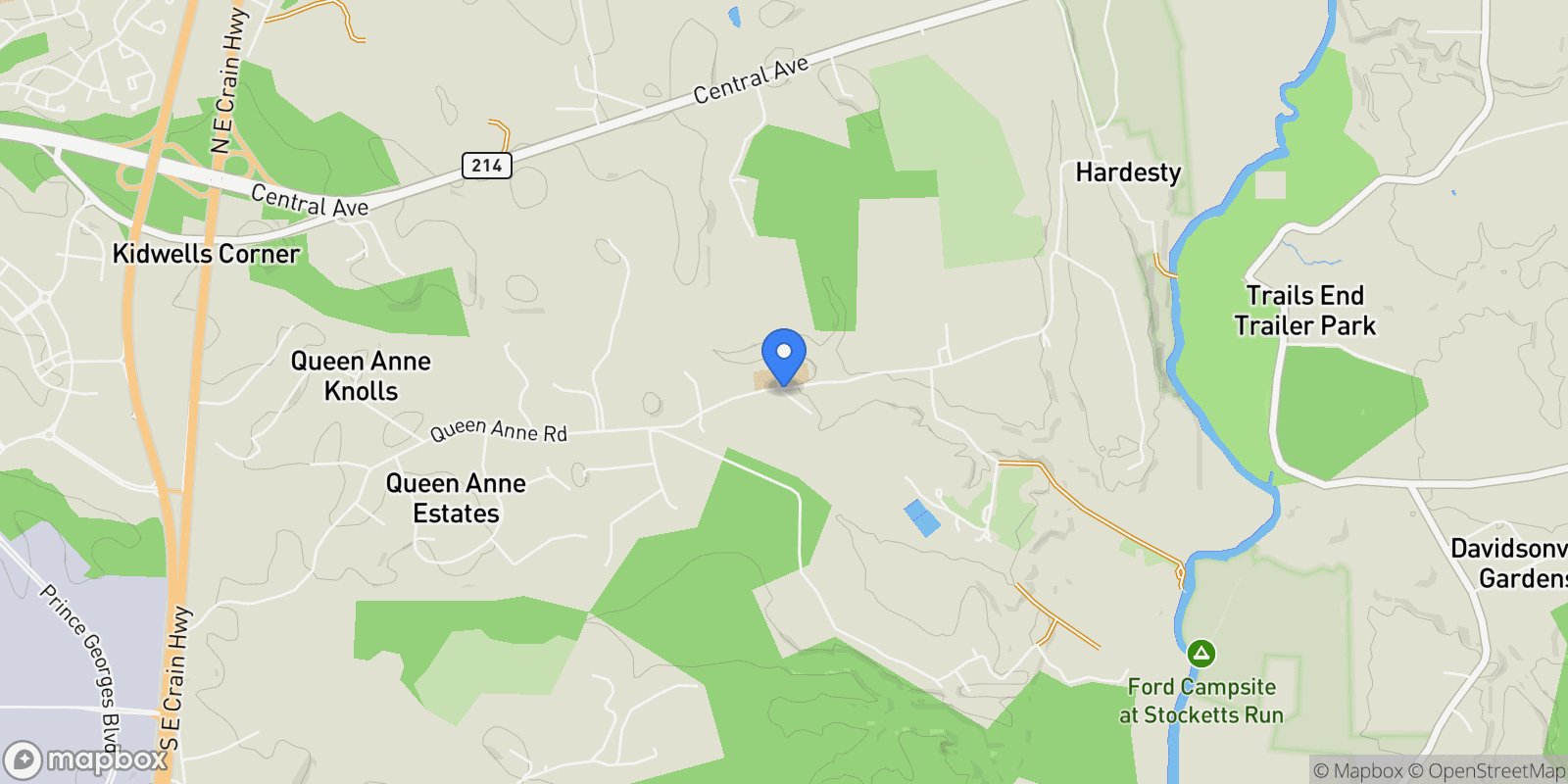 Map showing 17905 QUEEN ANNE RD ROAD, UPPER MARLBORO, MD 20774, Kettering, Maryland, United States.