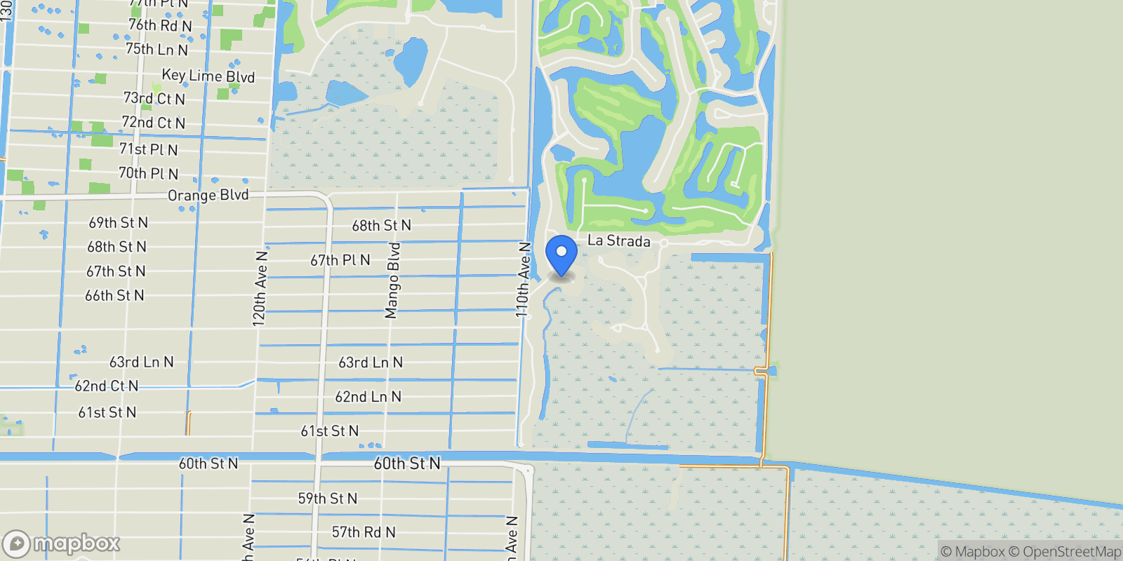 Map showing 6637 Audubon Trace W, Loxahatchee, Florida, United States.