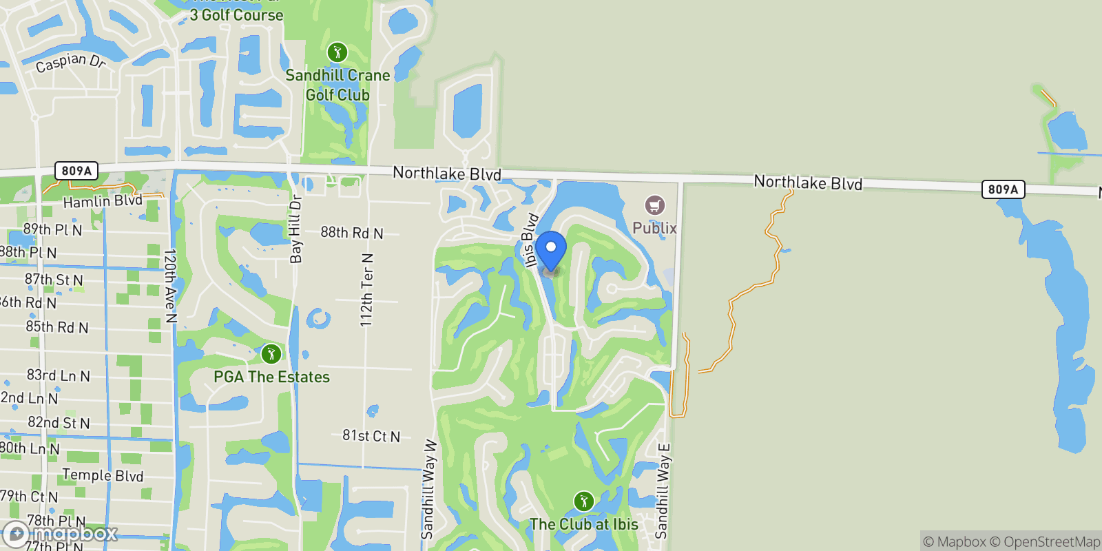 Map showing 8734 Lakes Boulevard, Loxahatchee, Florida, United States.
