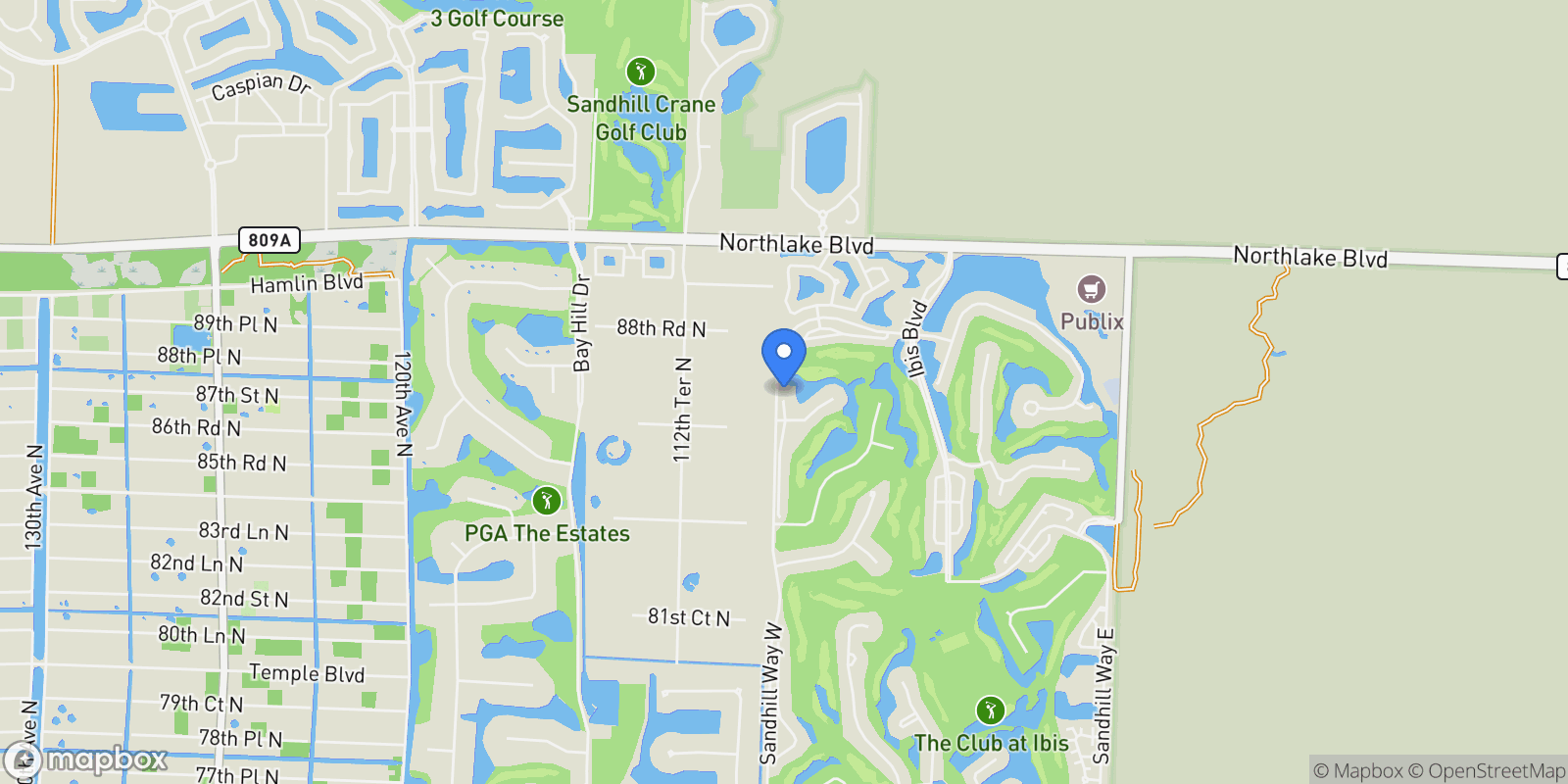 Map showing 8470 Egret Lakes Lane, Loxahatchee, Florida, United States.