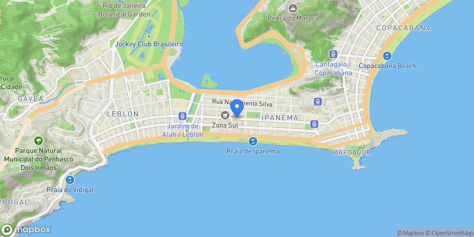 Map showing Rua Visconde de Pirajá, Rio de Janeiro, State of Rio de Janeiro, Brazil.
