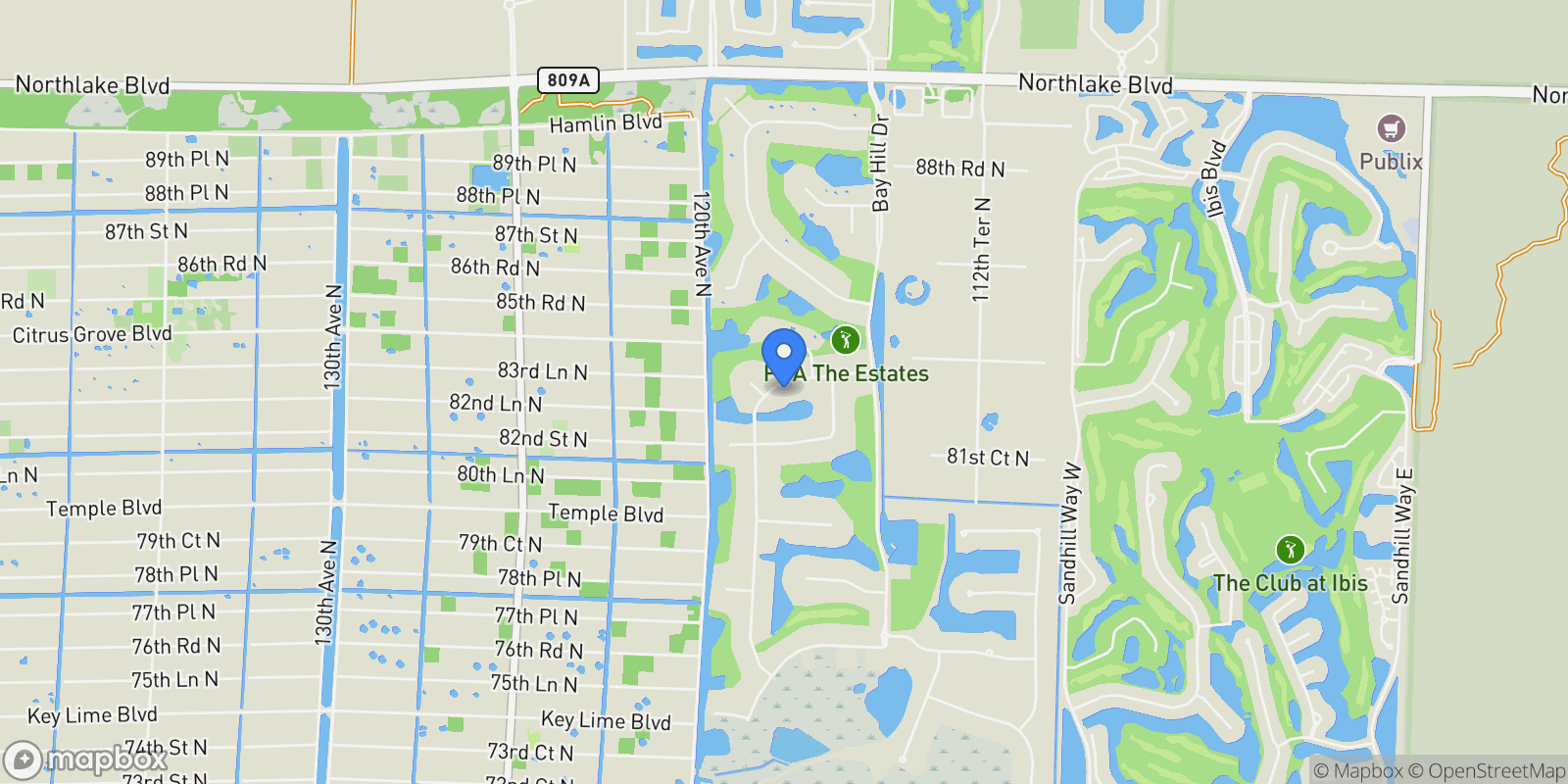 Map showing 8180 Woodsmuir Drive, Palm Beach Gardens, Florida, United States.