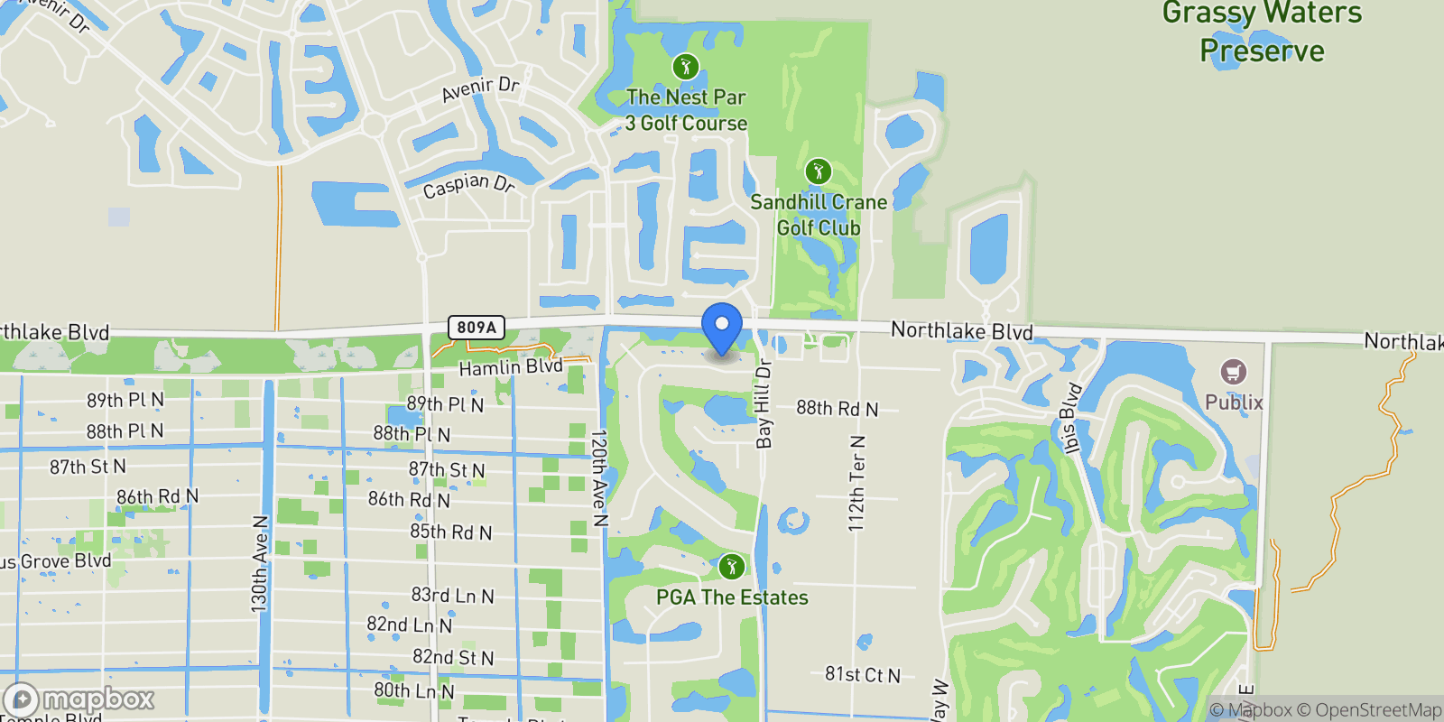 Map showing 8905 Marlamoor Lane, Loxahatchee, Florida, United States.