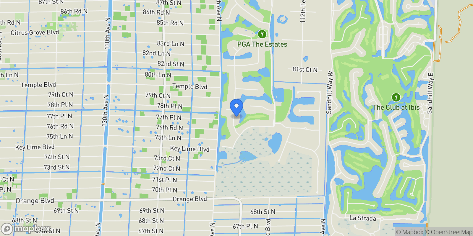Map showing 7730 Woodsmuir Drive, Palm Beach Gardens, Florida, United States.