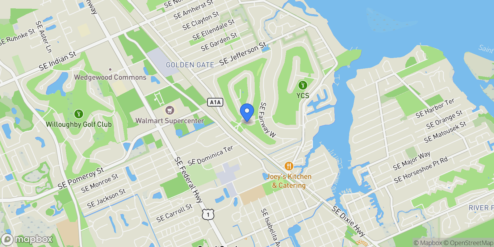 Map showing 3360 SE Golf Trail, Stuart, Florida, United States.