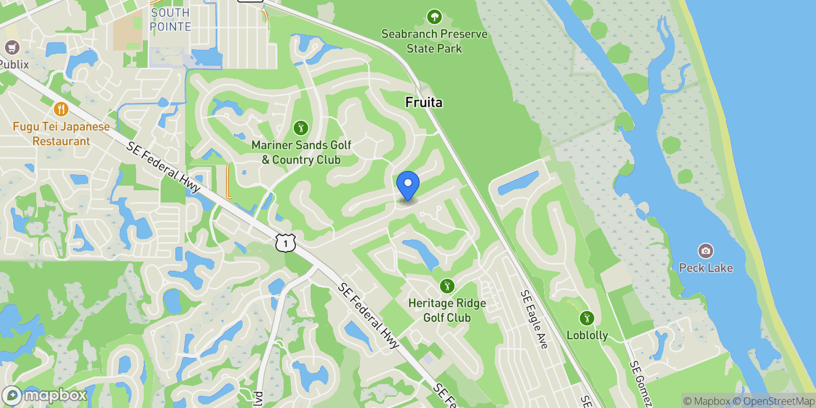 Map showing 6217 SE Baltusrol Terrace, Stuart, Florida, United States.