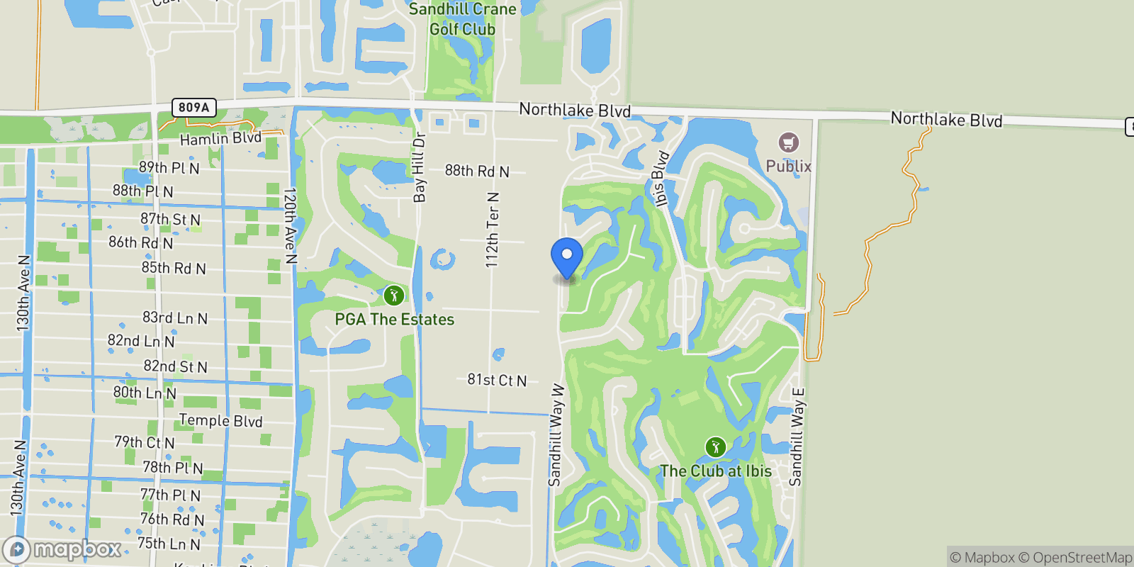 Map showing 8421 Egret Lakes Lane, Loxahatchee, Florida, United States.