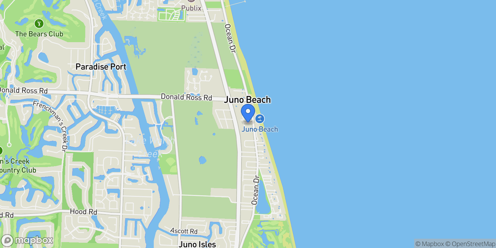 Map showing 460 Surfside Lane, North Palm Beach, Florida, United States.