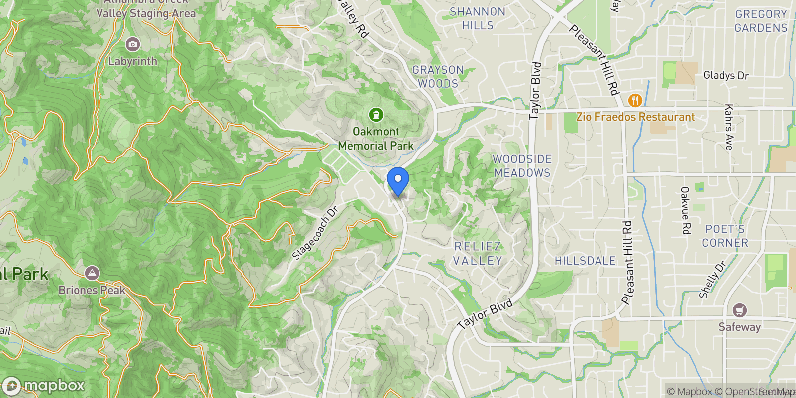 Map showing 130 Arbor View Ln, Lafayette, California, United States.