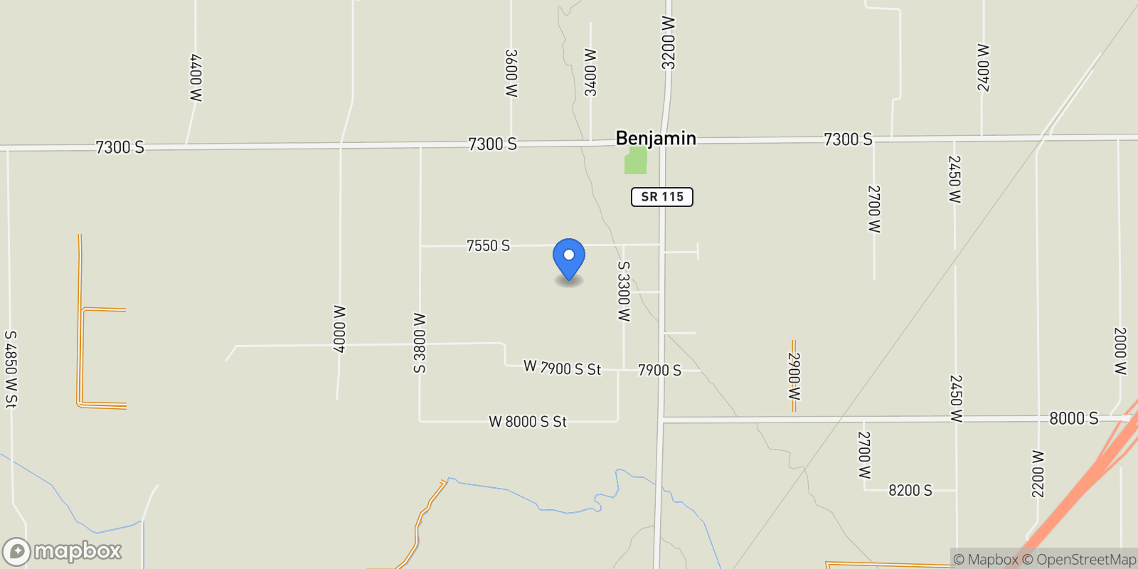 Map showing 7702 S 3300 W, Spanish Fork, Utah, United States.