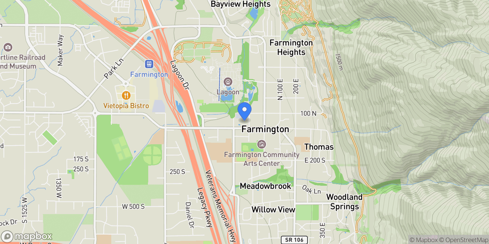 Map showing 131 W 25 N 4, Farmington, Utah, United States.