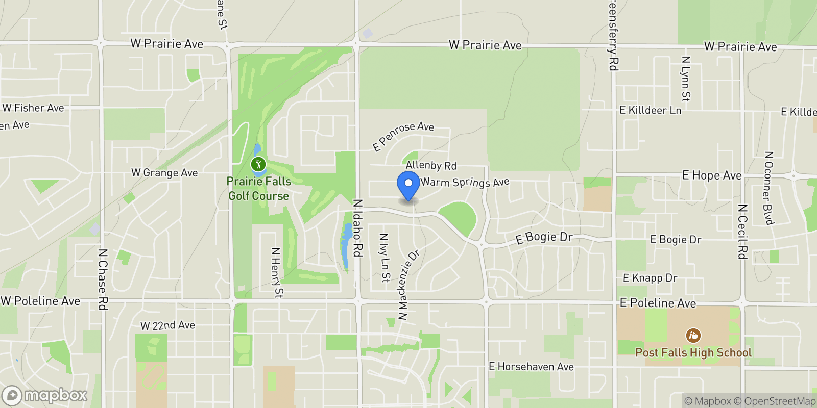 Map showing 1175 E Stoneybrook Loop, Post Falls, ID 83854, Post Falls, Idaho, United States.