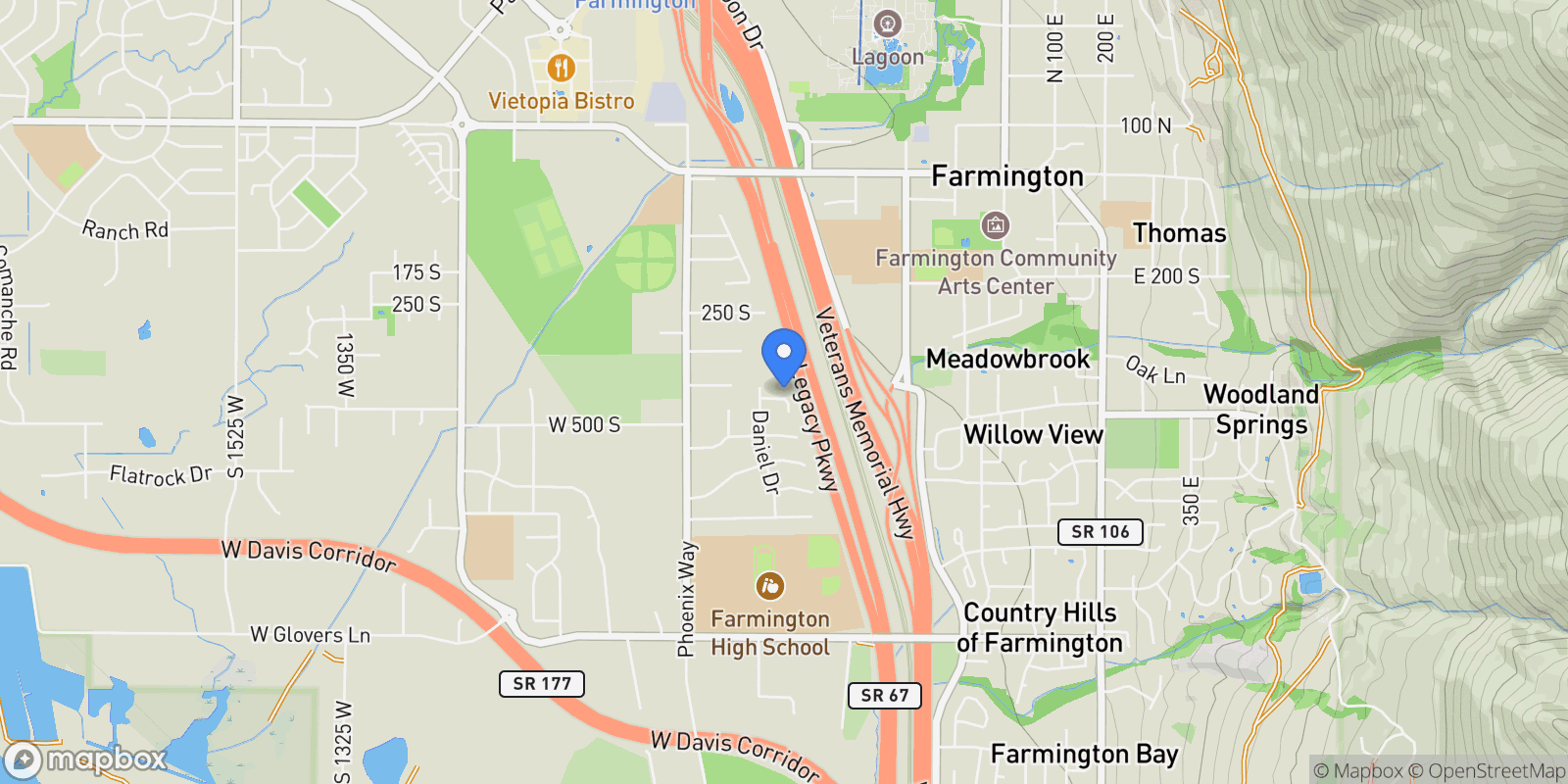 Map showing 442 W RANDYS CT, Farmington, Utah, United States.