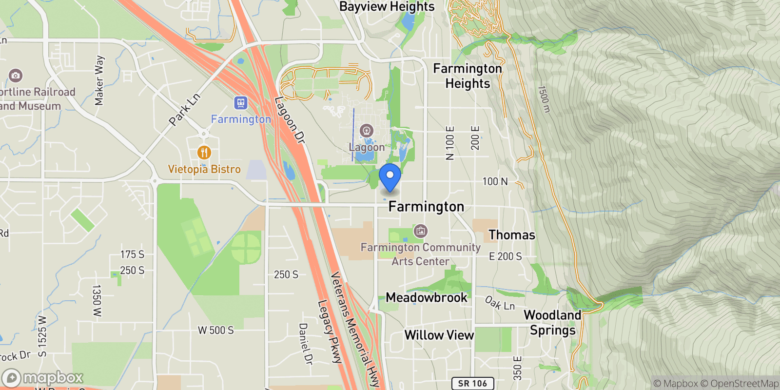 Map showing 147 W 25 N 5, Farmington, Utah, United States.