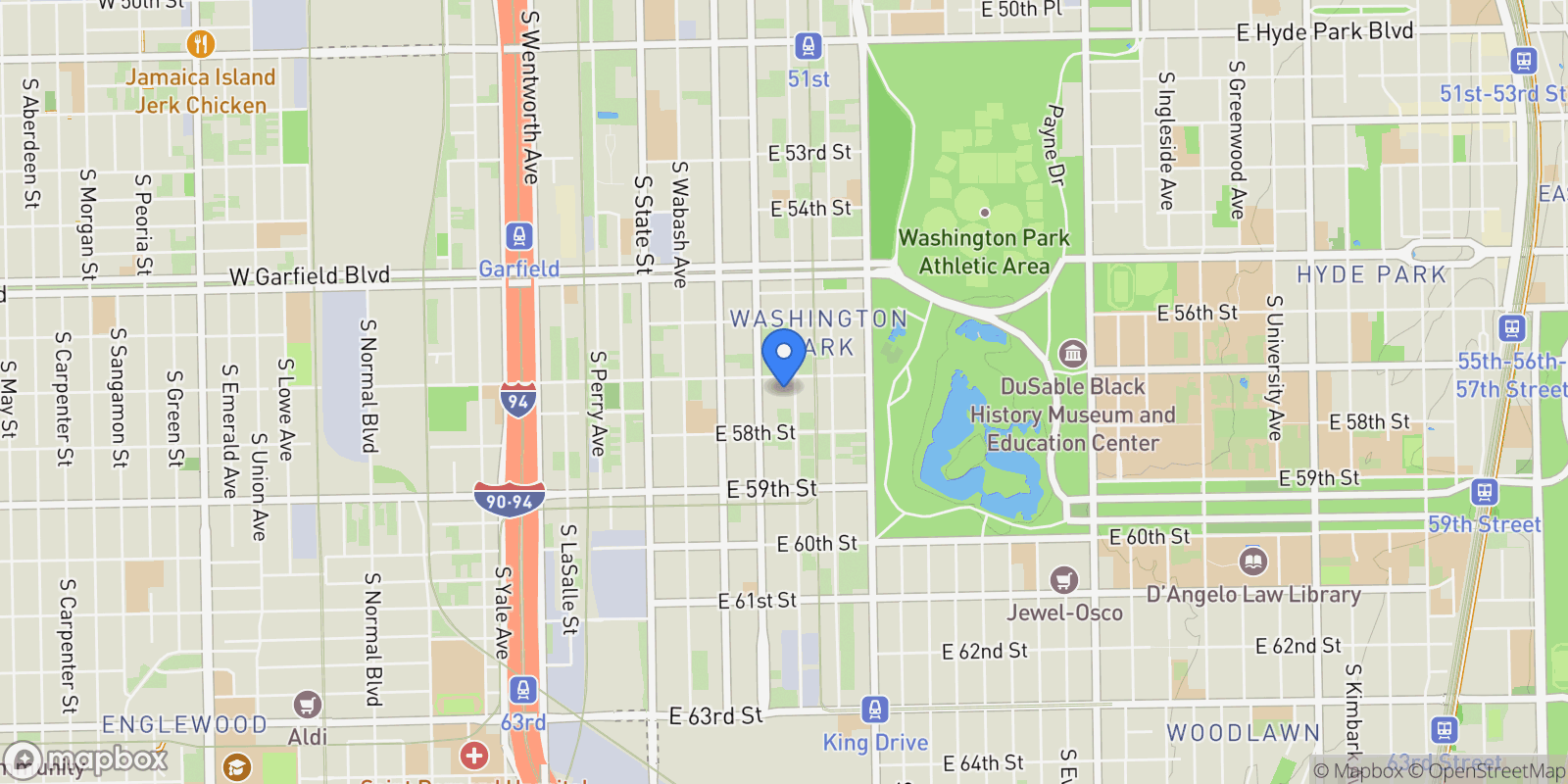 Map showing 5714 S PRAIRIE Avenue, Chicago, Illinois, United States.