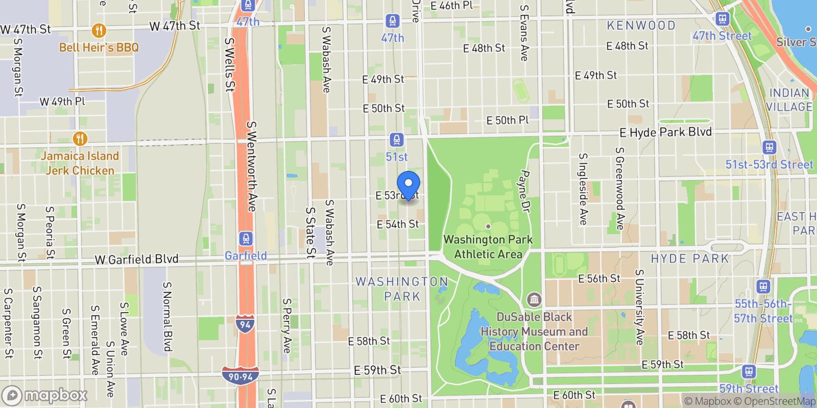Map showing 5331 S Calumet Avenue, Chicago, Illinois, United States.