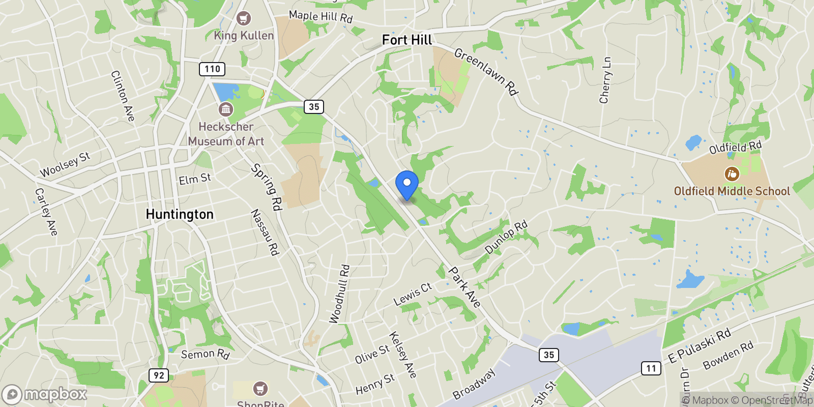 Map showing 634 Park Avenue, Huntington, NY 11743, Halesite, New York, United States.