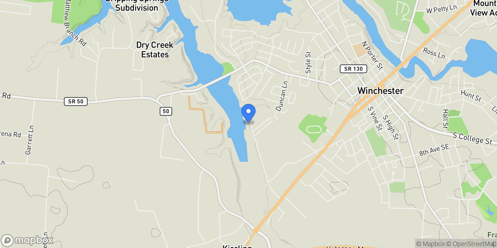 Map showing 101 Cypress Point Dr, Estill Springs, Tennessee, United States.