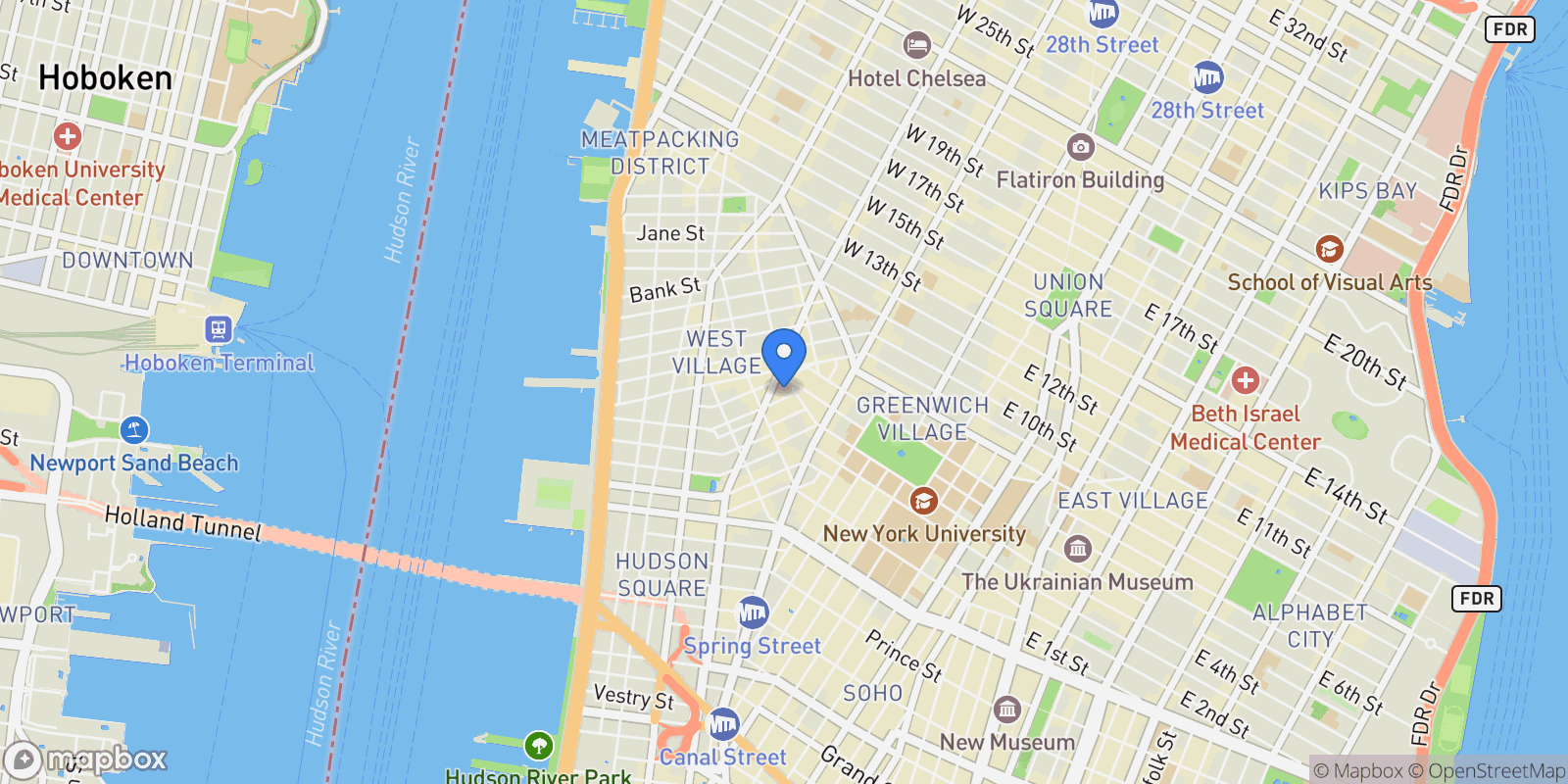 Map showing 3 Sheridan Square Unit# 8M, New York (Manhattan), NY 10014, New York, New York, United States.