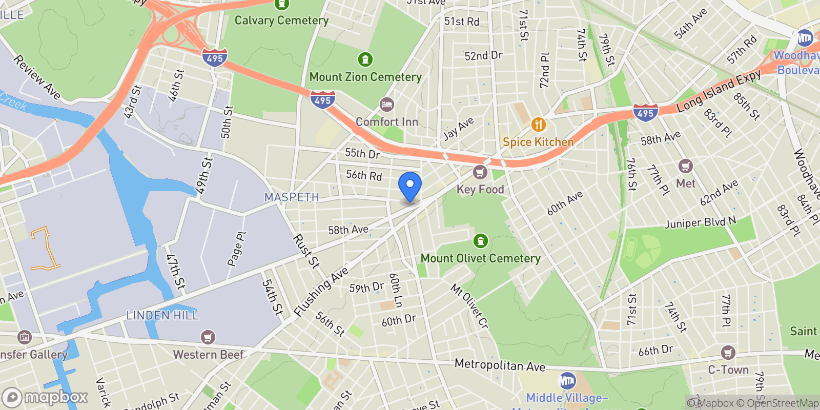 Map showing 6147 Grand Avenue , Maspeth, NY 11378, New York, New York, United States.