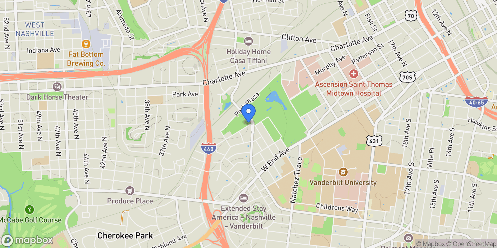 Map showing 2905 Parthenon Ave 101, Nashville, Tennessee, United States.