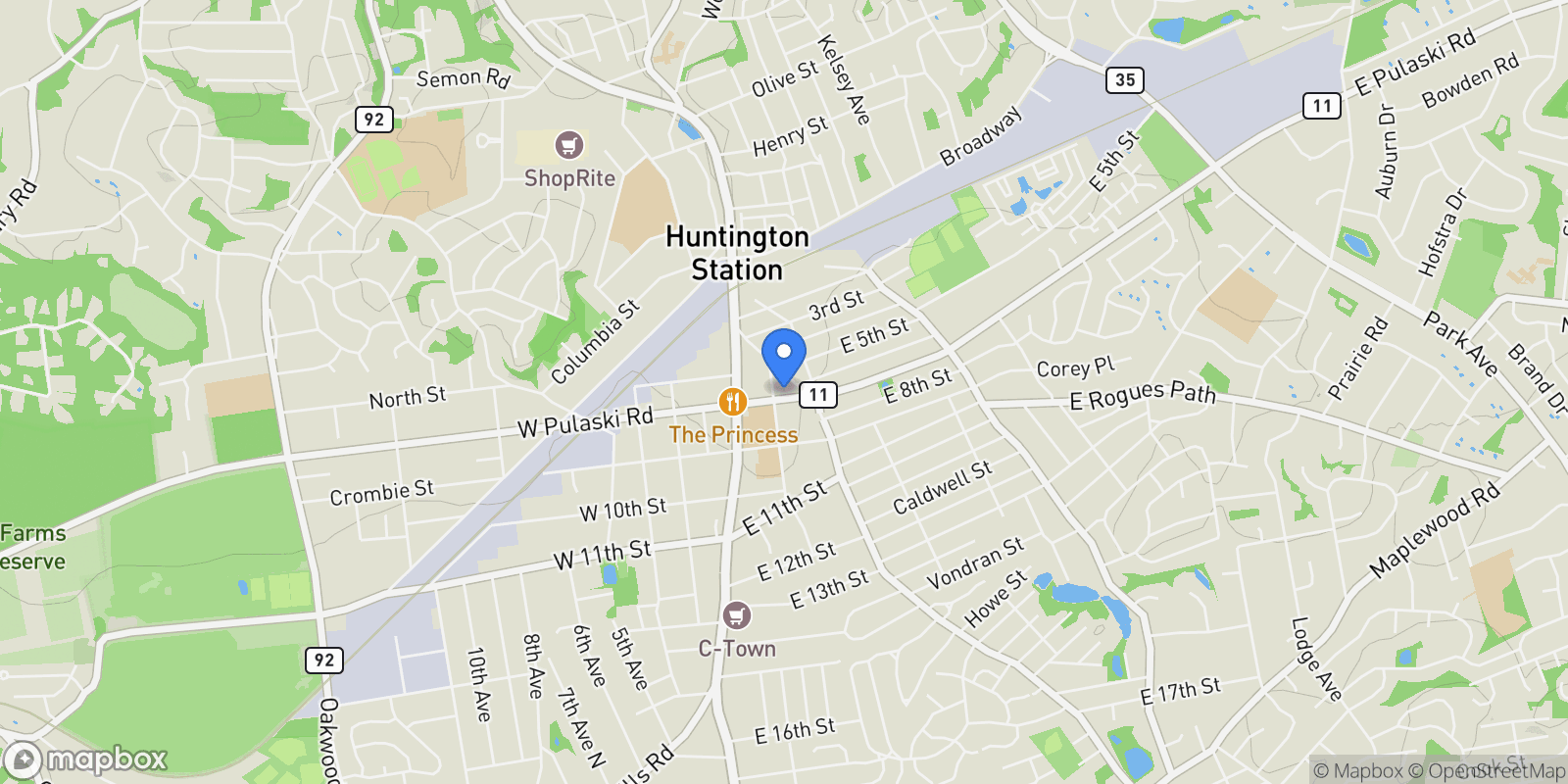 Map showing 57 E. Pulaski, Huntington Station, NY 11746, Huntington Station, New York, United States.