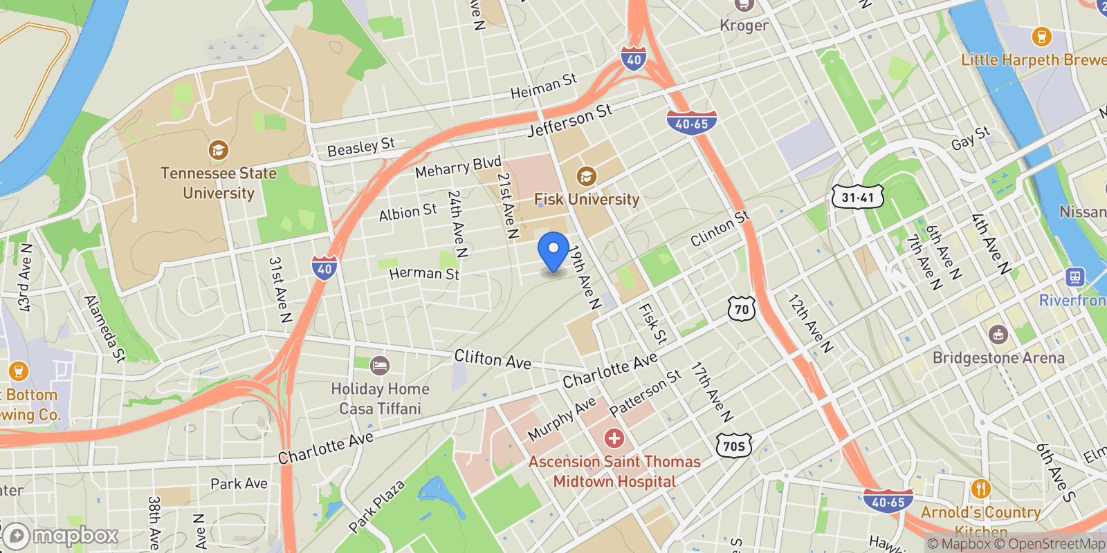 Map showing 1923 Britt Pl B, Nashville, Tennessee, United States.