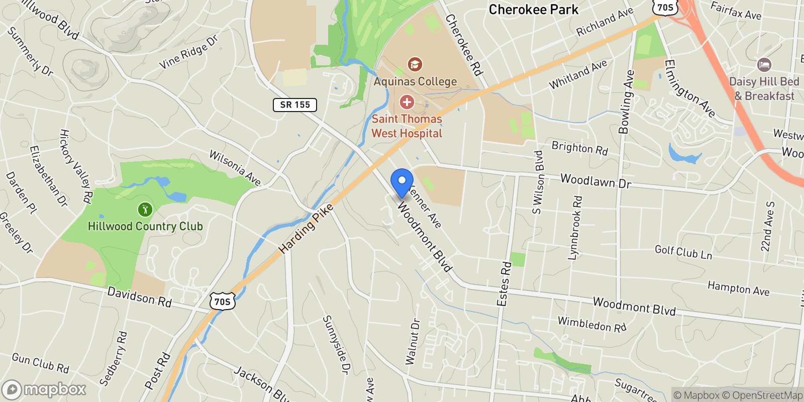 Map showing 124A Woodmont Blvd, Nashville, Tennessee, United States.