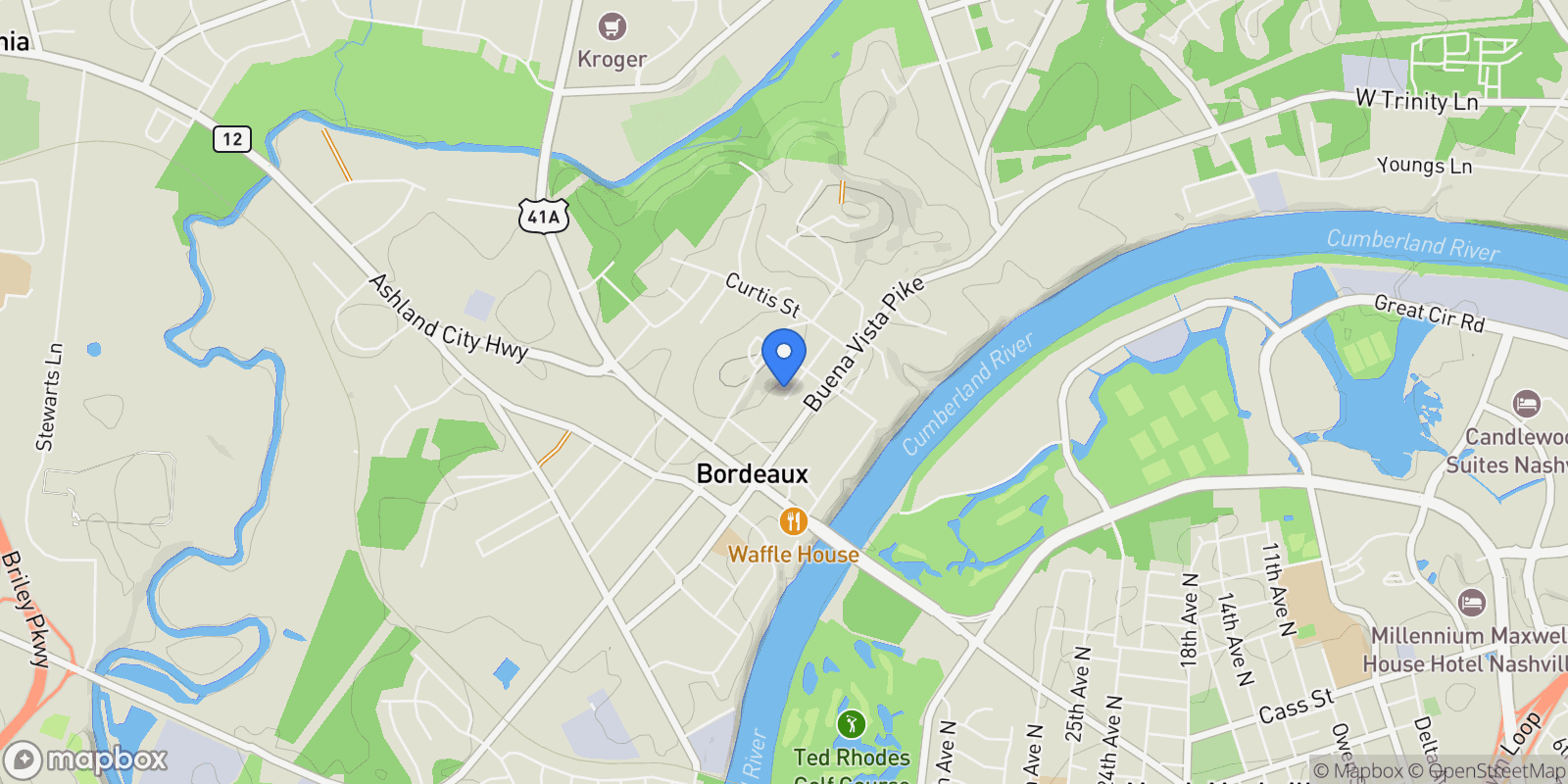 Map showing 2127 Goodrich Ave, Nashville, Tennessee, United States.