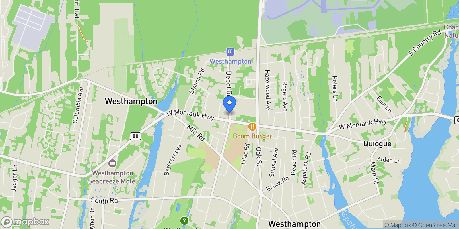 Map showing 12 Depot Road #1102 (Pearl Way), Westhampton Beach, New York, United States.