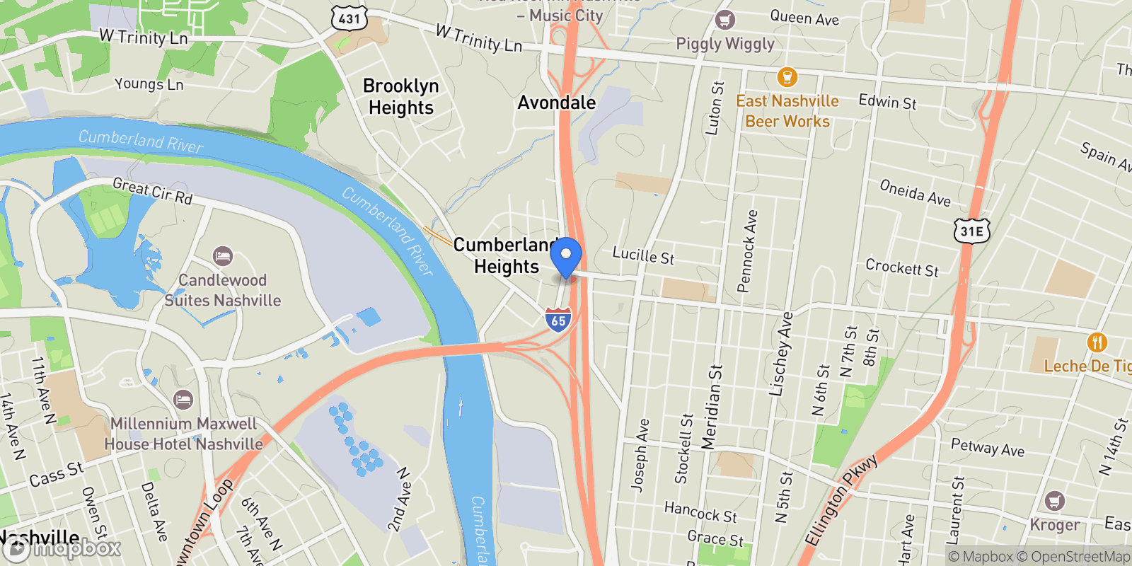 Map showing 1203 Brick Church Pike B, Nashville, Tennessee, United States.