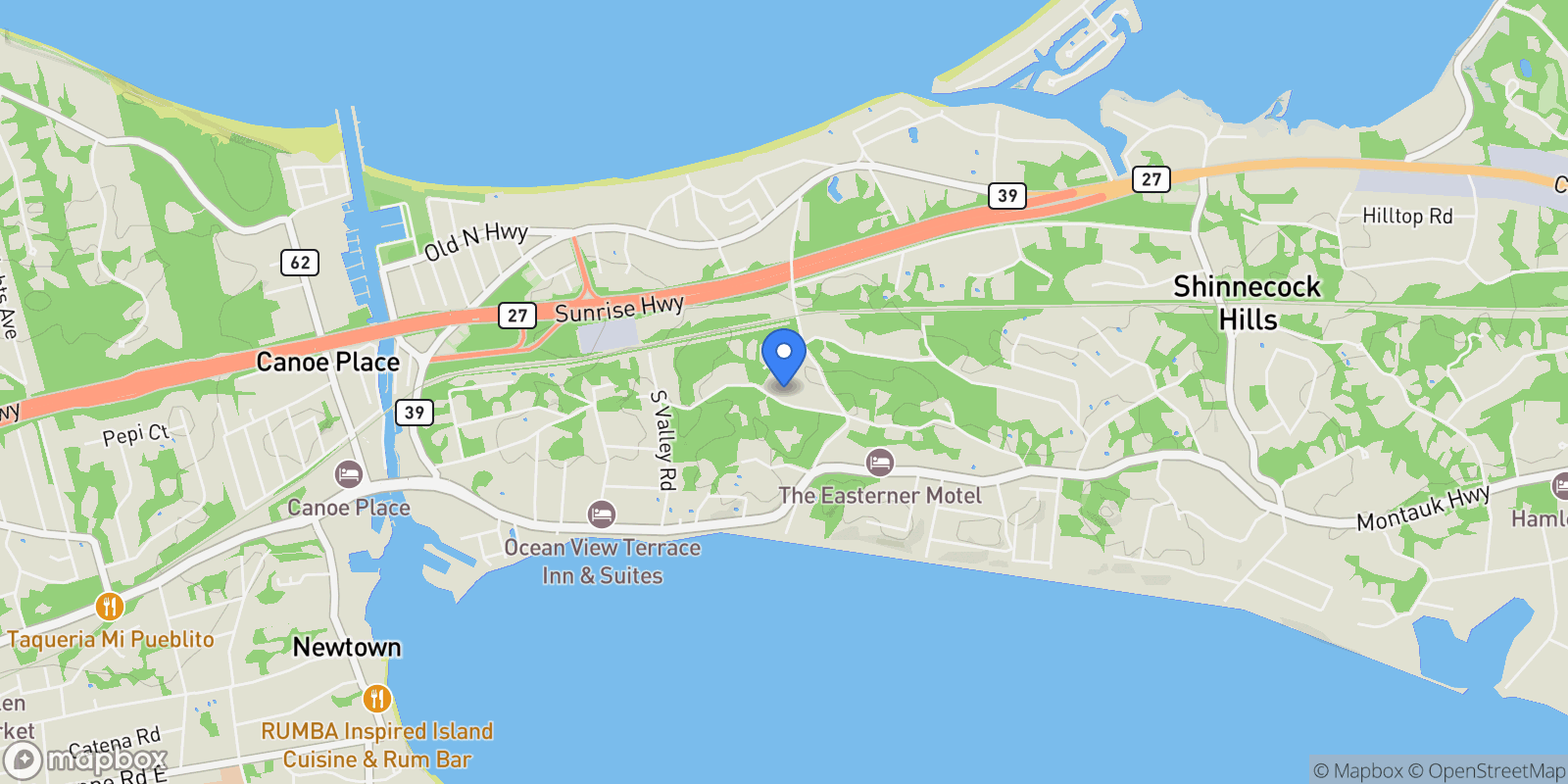 Map showing 89 Old Canoe Place Road, Hampton Bays, New York, United States.