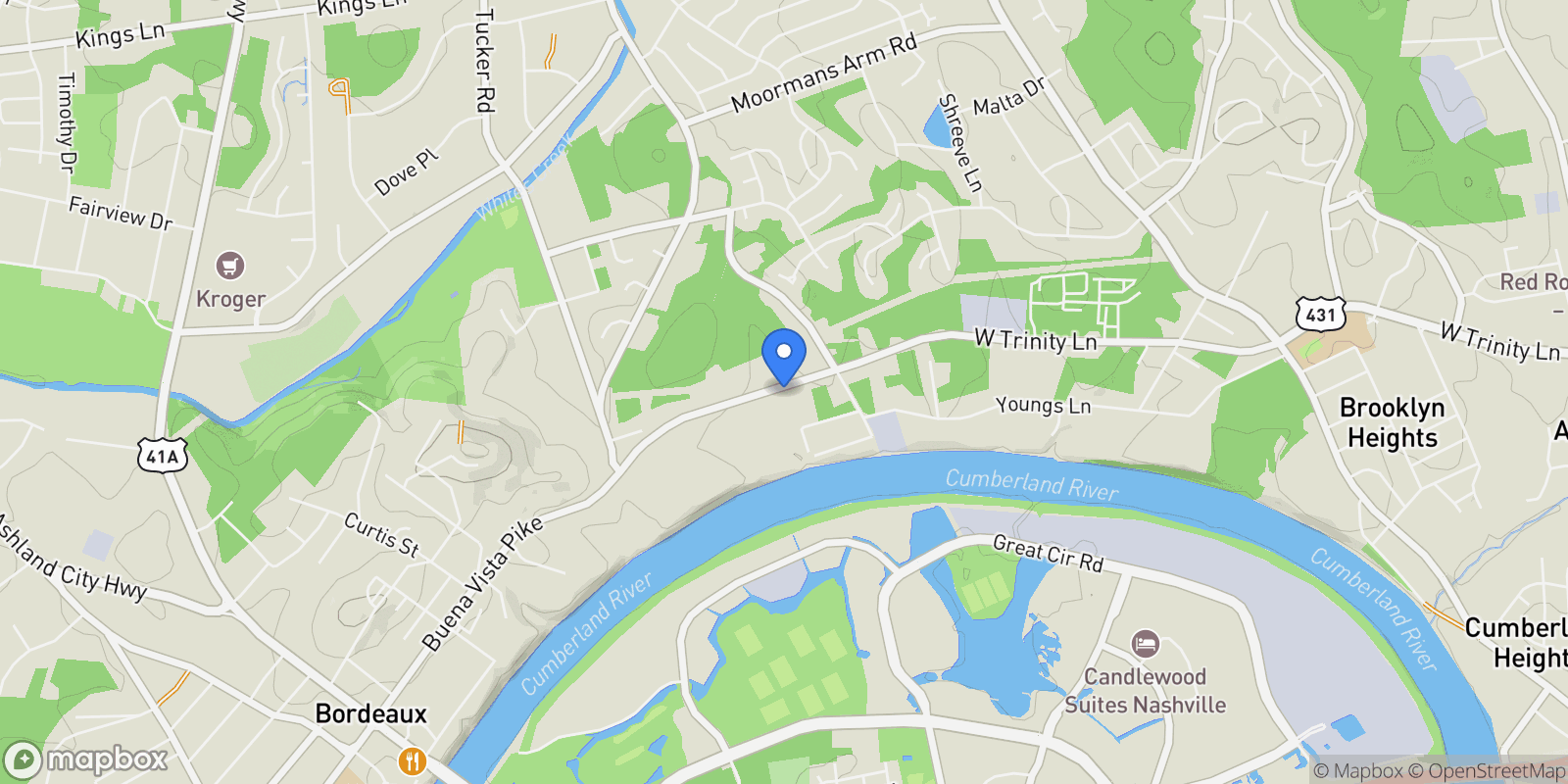 Map showing 1016 W Trinity Ln 5, Nashville, Tennessee, United States.