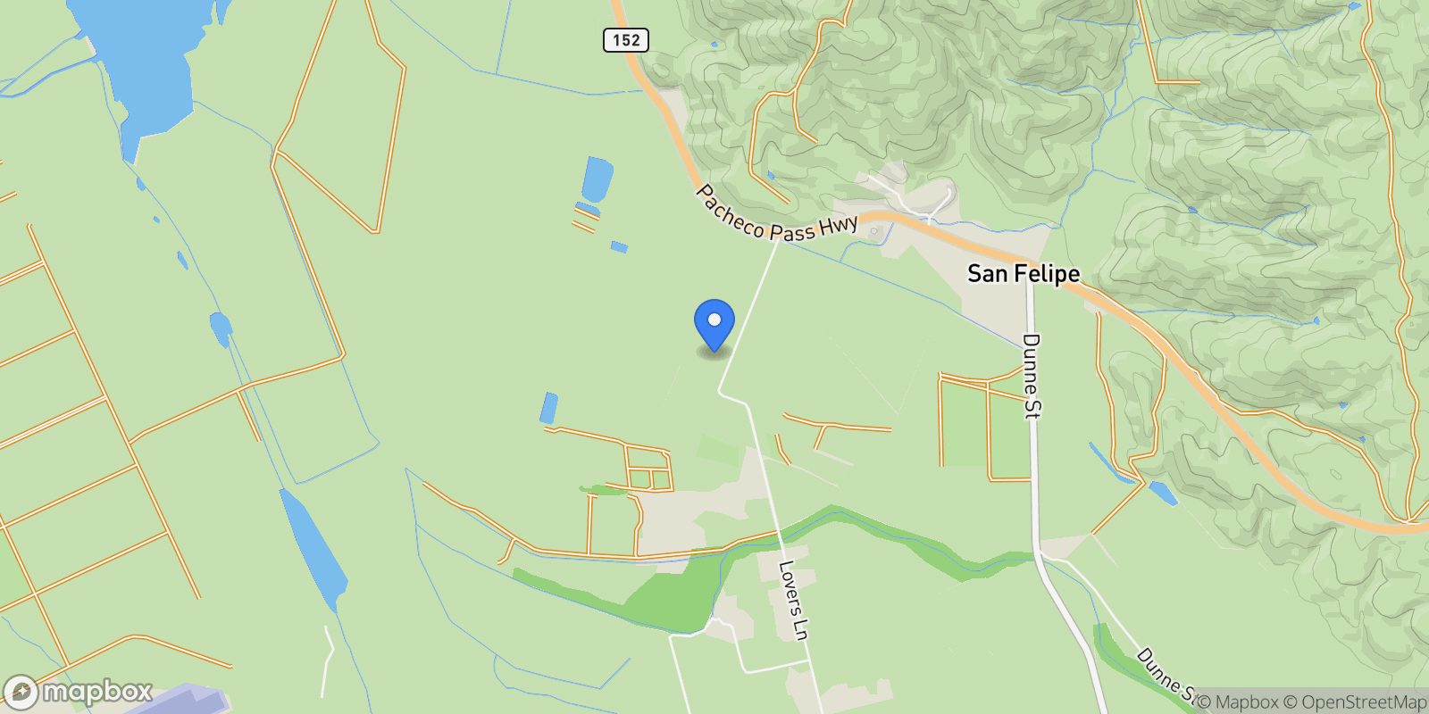 Map showing 8440 Lovers Lane, Hollister, California, United States.