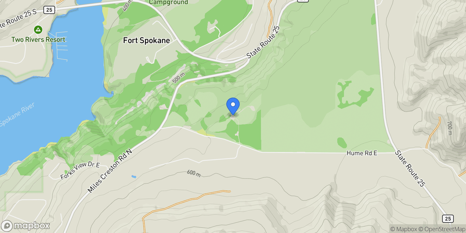 Map showing 31579 E Hume Rd, Davenport, WA 99122, Davenport, Washington, United States.