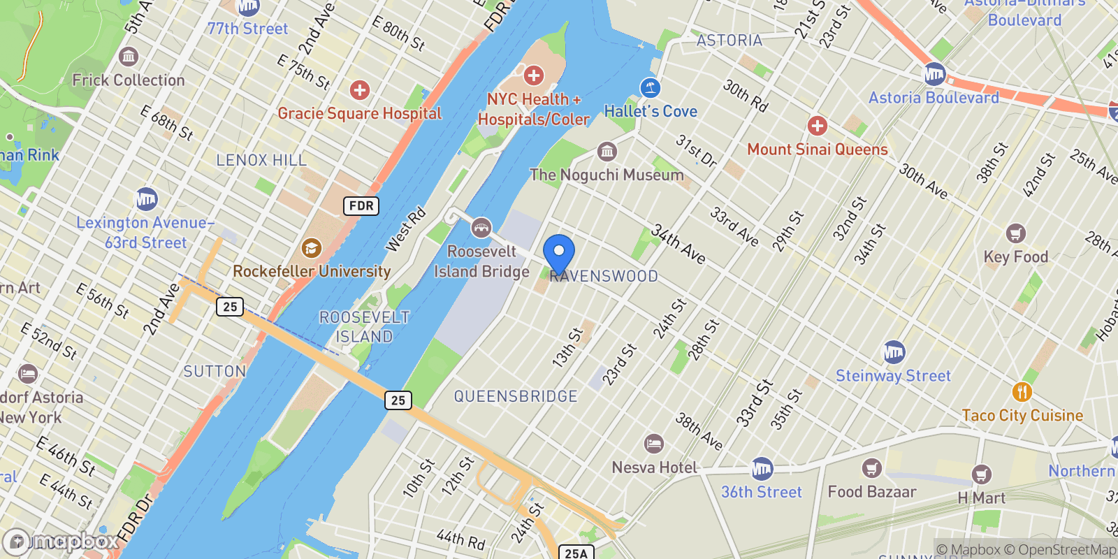 Map showing 36-13 10th Street, New York, New York, United States.