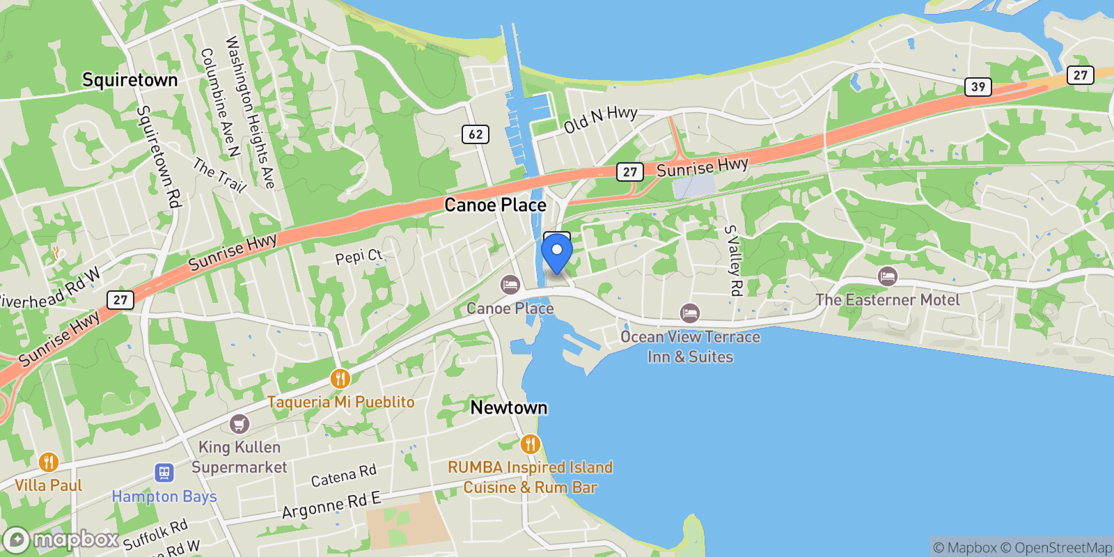 Map showing 17 Old Boathouse Lane S, Hampton Bays, New York, United States.