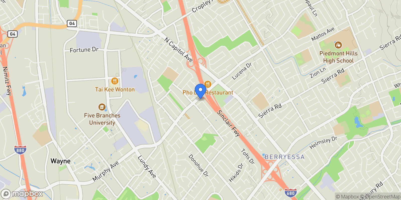 Map showing 2280 Zoria Circle, San Jose, California, United States.