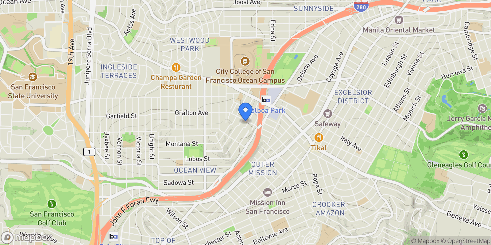 Map showing 615 Mount Vernon Avenue, San Francisco, California, United States.