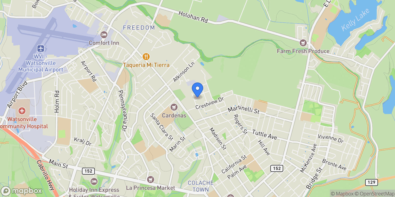 Map showing 215 June Court, Watsonville, California, United States.
