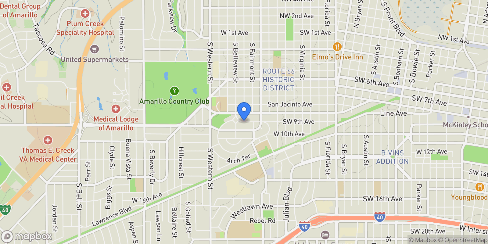 Map showing Amarillo Sunset Portfolio, Amarillo, Texas, United States.