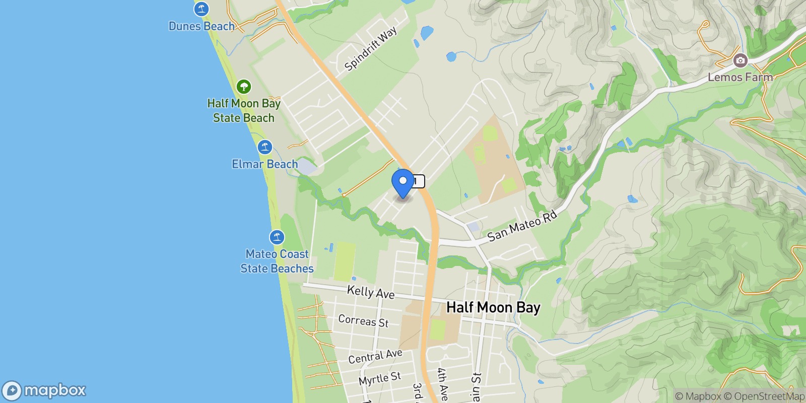 Map showing 414 Belleville Boulevard, Half Moon Bay, California, United States.
