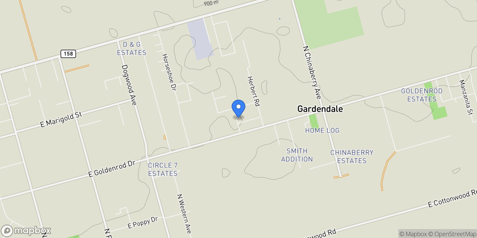 Map showing Gardendale, Texas, United States.