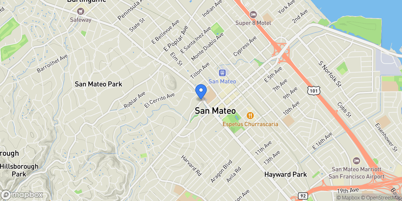 Map showing 10 CRYSTAL SPRINGS Road, San Mateo, California, United States.