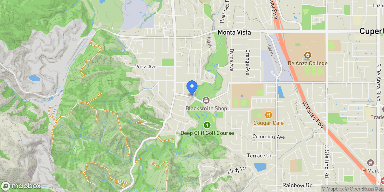 Map showing 22346 Mcclellan Road, Cupertino, California, United States.